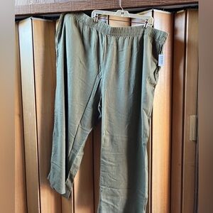 Old Navy (Size 4X) Linen Blend Olive Green High-Rise Wide Festival Pants Boho